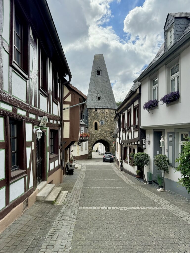 Blick nach Herrstein: Typische Stadtansicht mit dem 